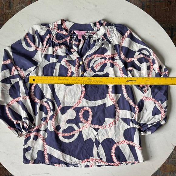 Lilly Pulitzer Navy and White Rope Print Blouse - Picture 11 of 15
